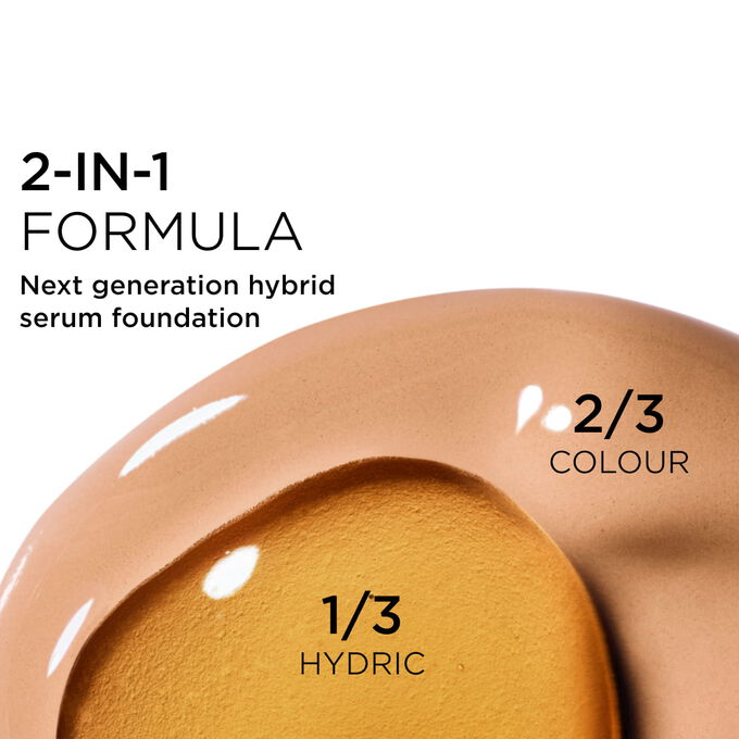 Focus on the mix of two textures: serum and foundation in Clarins' serum foundation powered formula for next-gen coverage