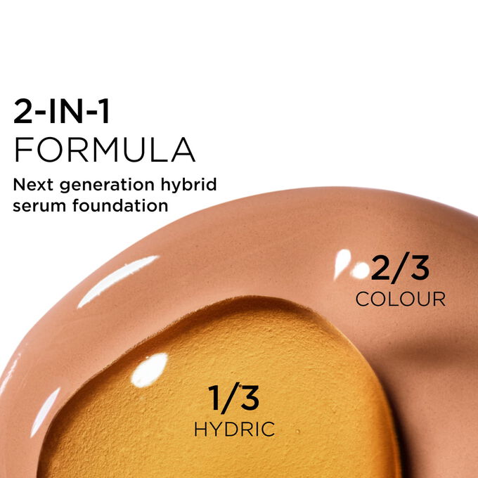 Focus on the mix of two textures: serum and foundation in Clarins' serum foundation powered formula for next-gen coverage