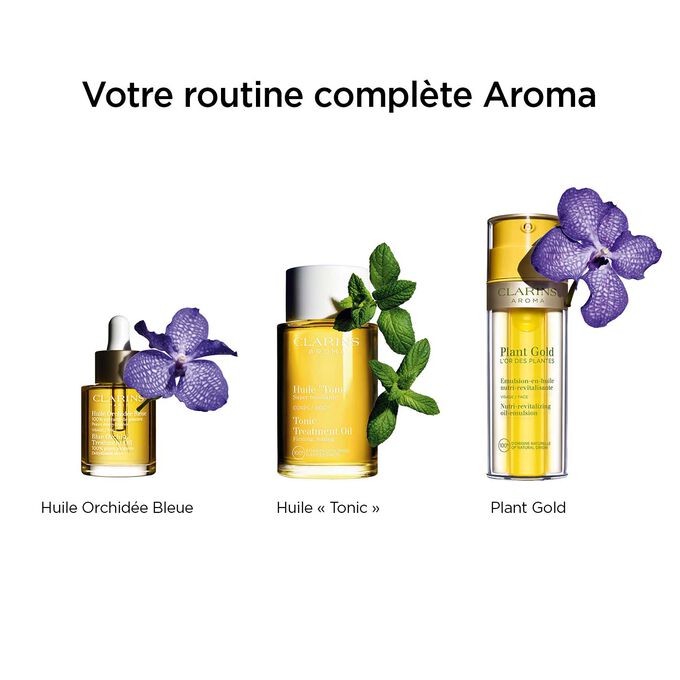 Routine de soin de la peau Huile Orchid&eacute;e Bleue avec Huile &laquo;&nbsp;Tonic&nbsp;&raquo; et l&rsquo;Or des Plantes