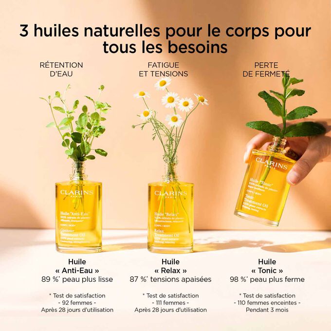 Huiles naturelles Huile &laquo;&nbsp;Anti-Eau&nbsp;&raquo;, Huile &laquo;&nbsp;Relax&nbsp;&raquo; et Huile &laquo;&nbsp;Tonic&nbsp;&raquo; pour tous les besoins