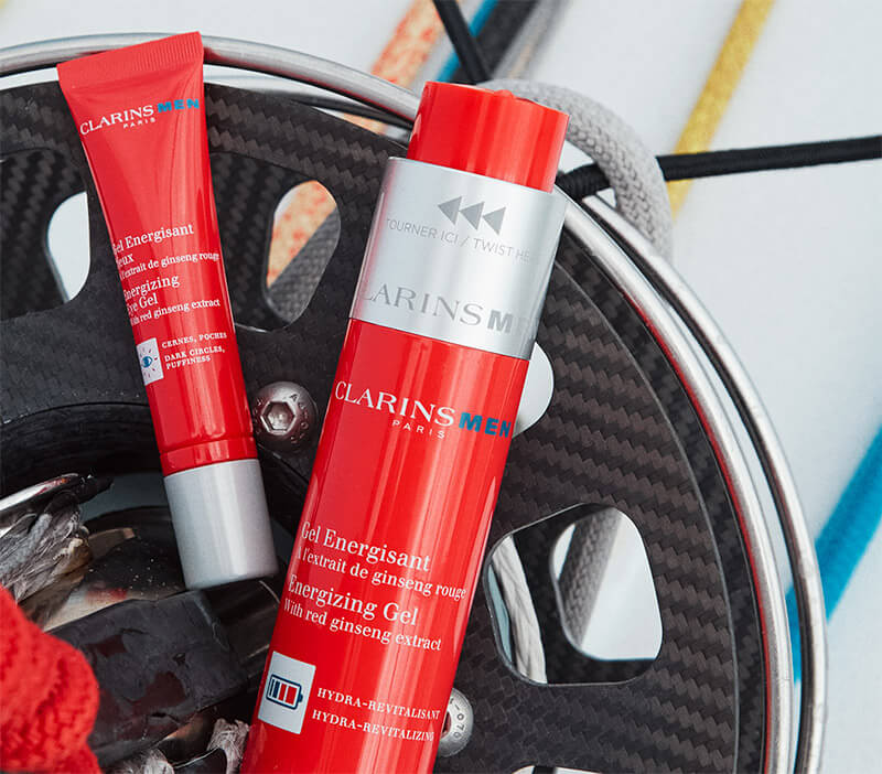 Why did Clarins create a new line of energizing men's skincare products?